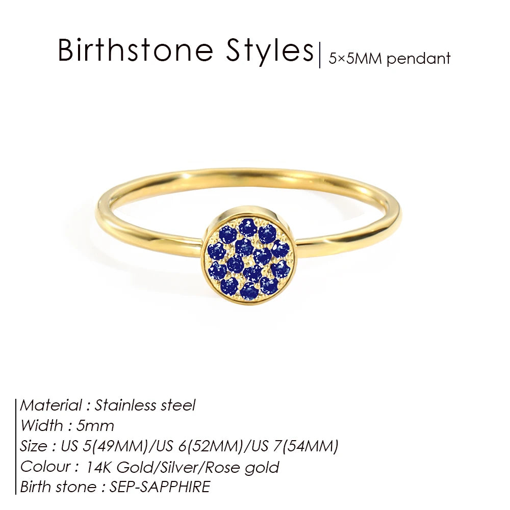 Bague Pierre de Naissance en Zircone Dorée en Acier Inoxydable | Bijou Personnalisé Femme | Argentéa