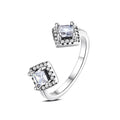 Bague Ouverte Double Carré 925 Argentée