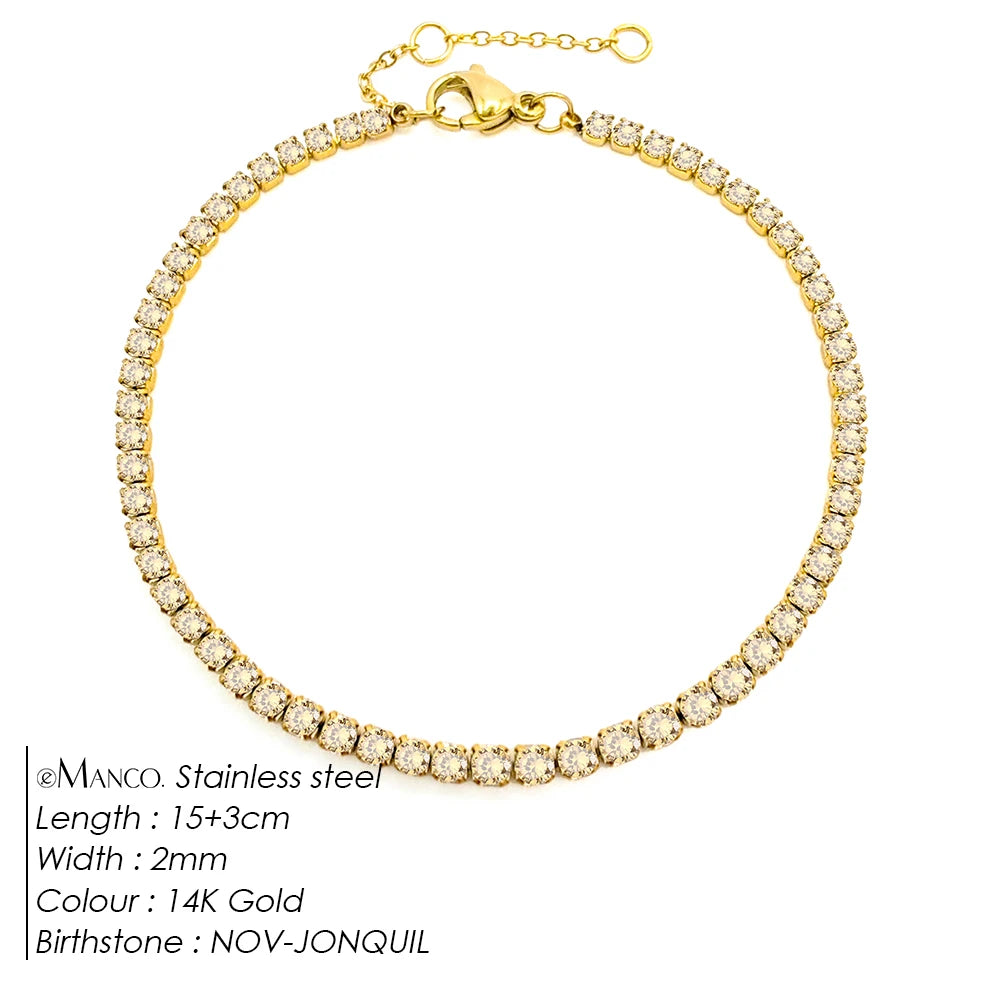 Bracelet Doré en Acier Inoxydable avec Zircone Coloré | Argentéa