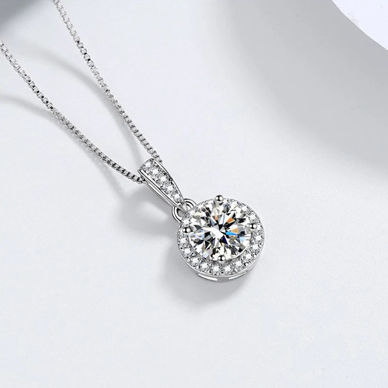 Collier femme argent 925 pendentif rond zircon AAA