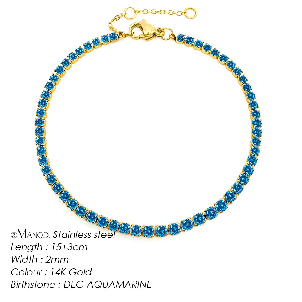 Bracelet Doré en Acier Inoxydable avec Zircone Coloré | Argentéa