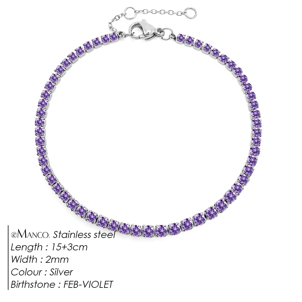 Bracelet Doré en Acier Inoxydable avec Zircone Coloré | Argentéa