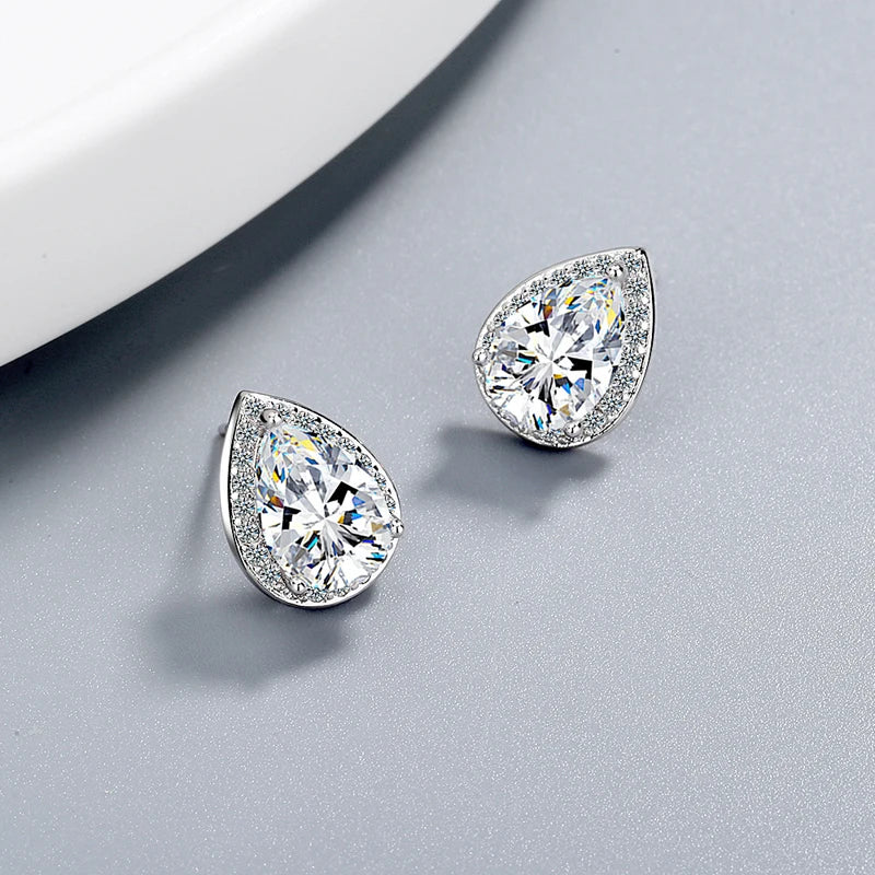 Puces d’oreilles femme argent 925 goutte d’eau zircon Angel Tears