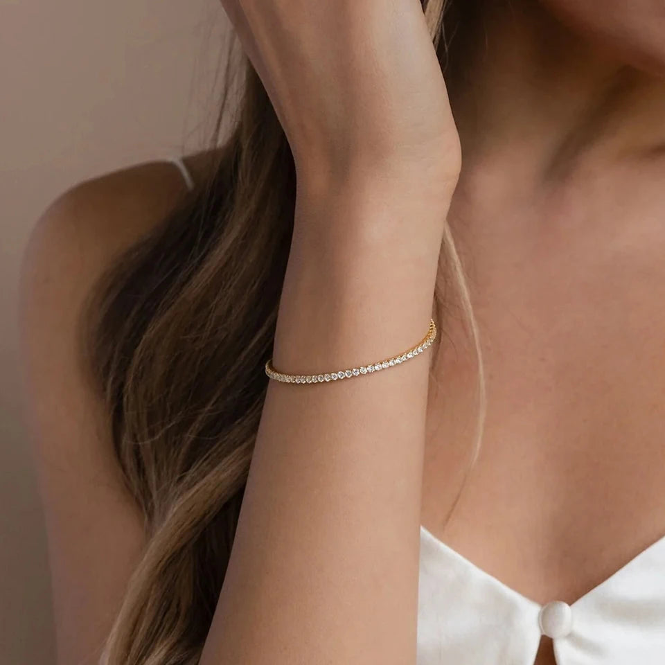 Bracelet Doré en Acier Inoxydable avec Zircone Coloré | Argentéa