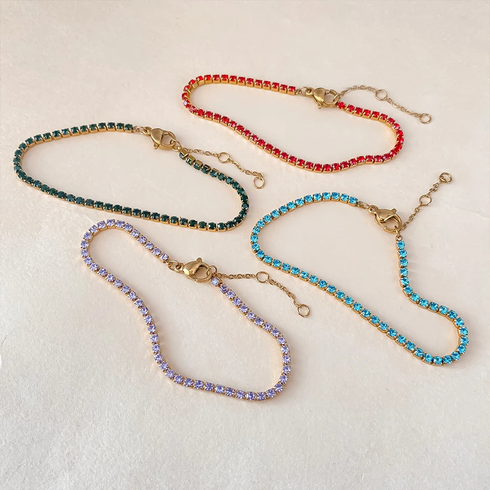 Bracelet Doré en Acier Inoxydable avec Zircone Coloré | Argentéa