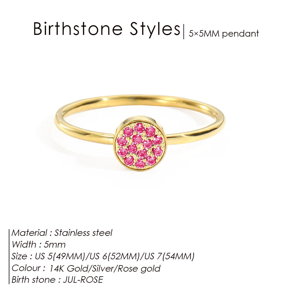 Bague Pierre de Naissance en Zircone Dorée en Acier Inoxydable | Bijou Personnalisé Femme | Argentéa