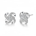 Puces d’oreilles femme argent 925 pétale ajouré zircon tissé