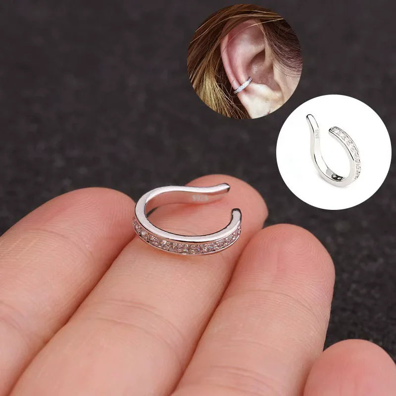 Ear cuff femme argent 925 forme C zircon sans perçage