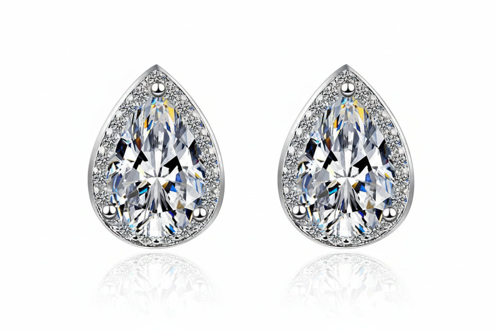 Puces d’oreilles femme argent 925 goutte d’eau zircon Angel Tears