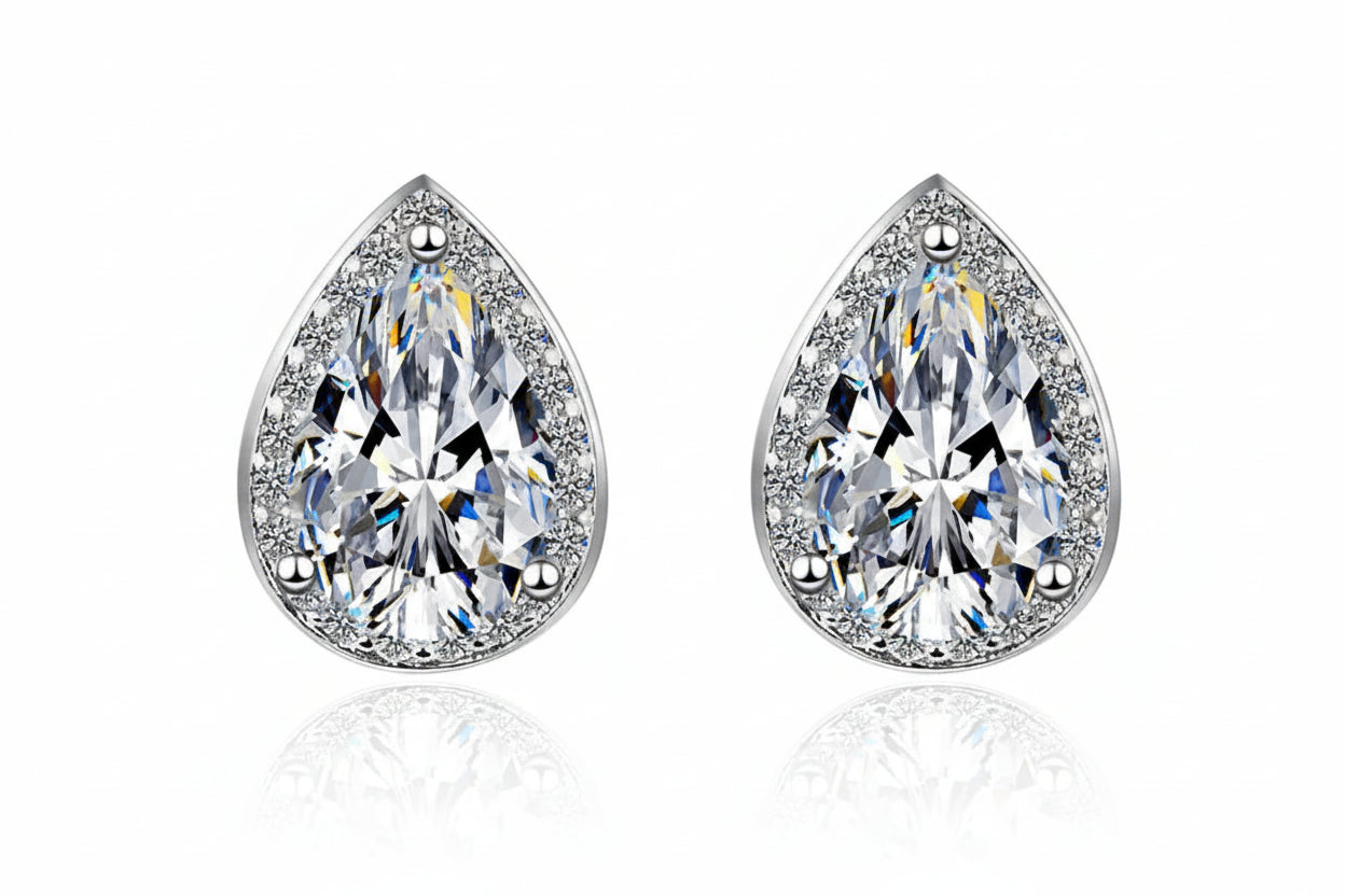 Puces d’oreilles femme argent 925 goutte d’eau zircon Angel Tears