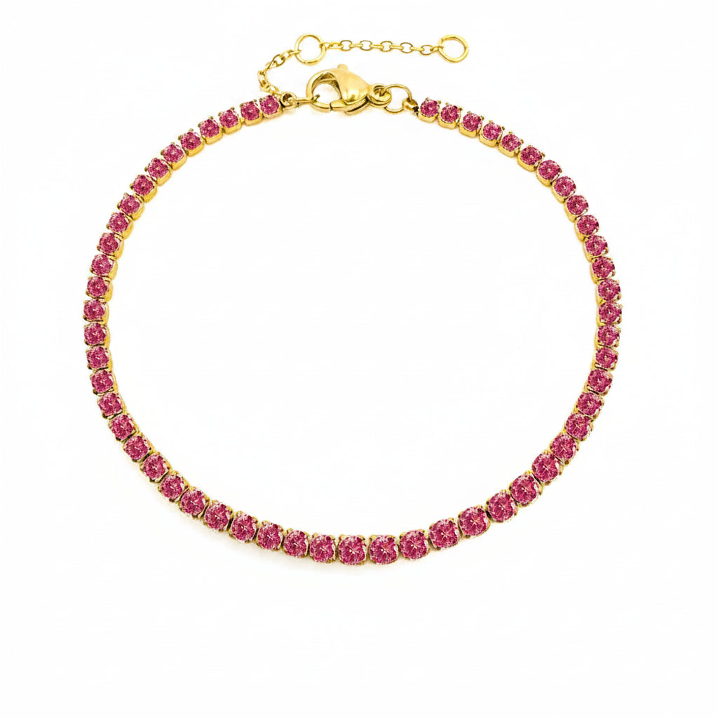 Bracelet Doré en Acier Inoxydable avec Zircone Coloré | Argentéa