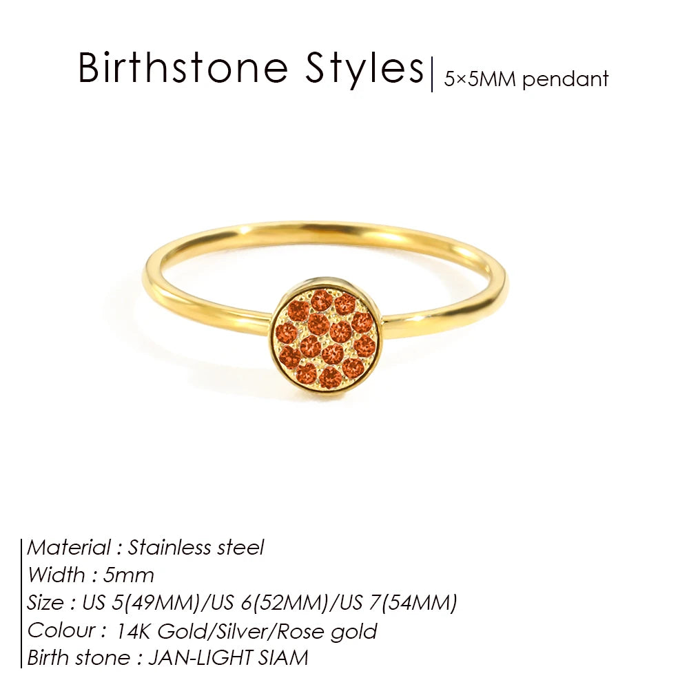 Bague Pierre de Naissance en Zircone Dorée en Acier Inoxydable | Bijou Personnalisé Femme | Argentéa