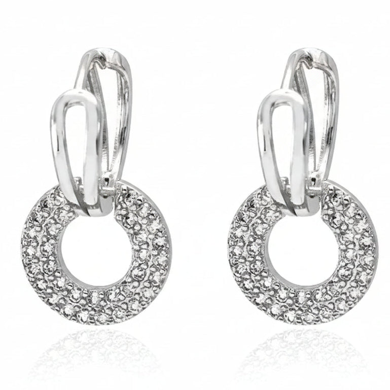 Créoles pendantes femme argent 925 zircon AAA rond