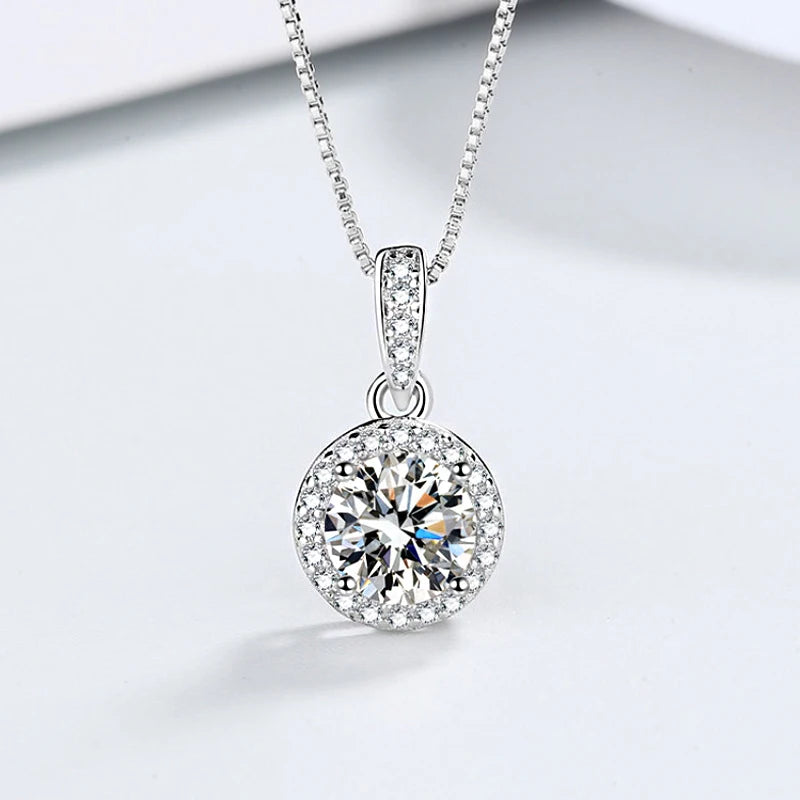 Collier femme argent 925 pendentif rond zircon AAA