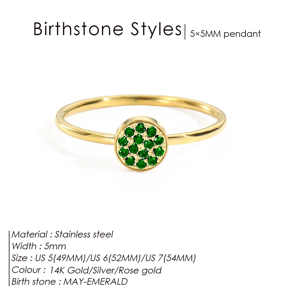 Bague Pierre de Naissance en Zircone Dorée en Acier Inoxydable | Bijou Personnalisé Femme | Argentéa