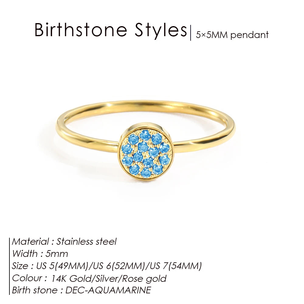 Bague Pierre de Naissance en Zircone Dorée en Acier Inoxydable | Bijou Personnalisé Femme | Argentéa