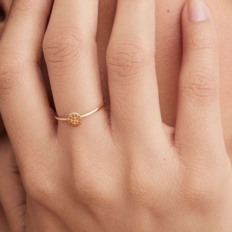 Bague Pierre de Naissance en Zircone Dorée en Acier Inoxydable | Bijou Personnalisé Femme | Argentéa