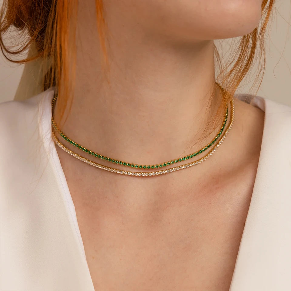 Collier Cristal Doré en Acier Inoxydable | Argentéa