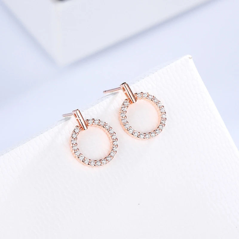 Puces d’oreilles femme argent 925 rond zircon rock