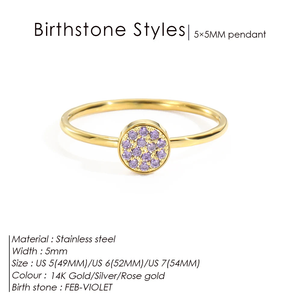 Bague Pierre de Naissance en Zircone Dorée en Acier Inoxydable | Bijou Personnalisé Femme | Argentéa