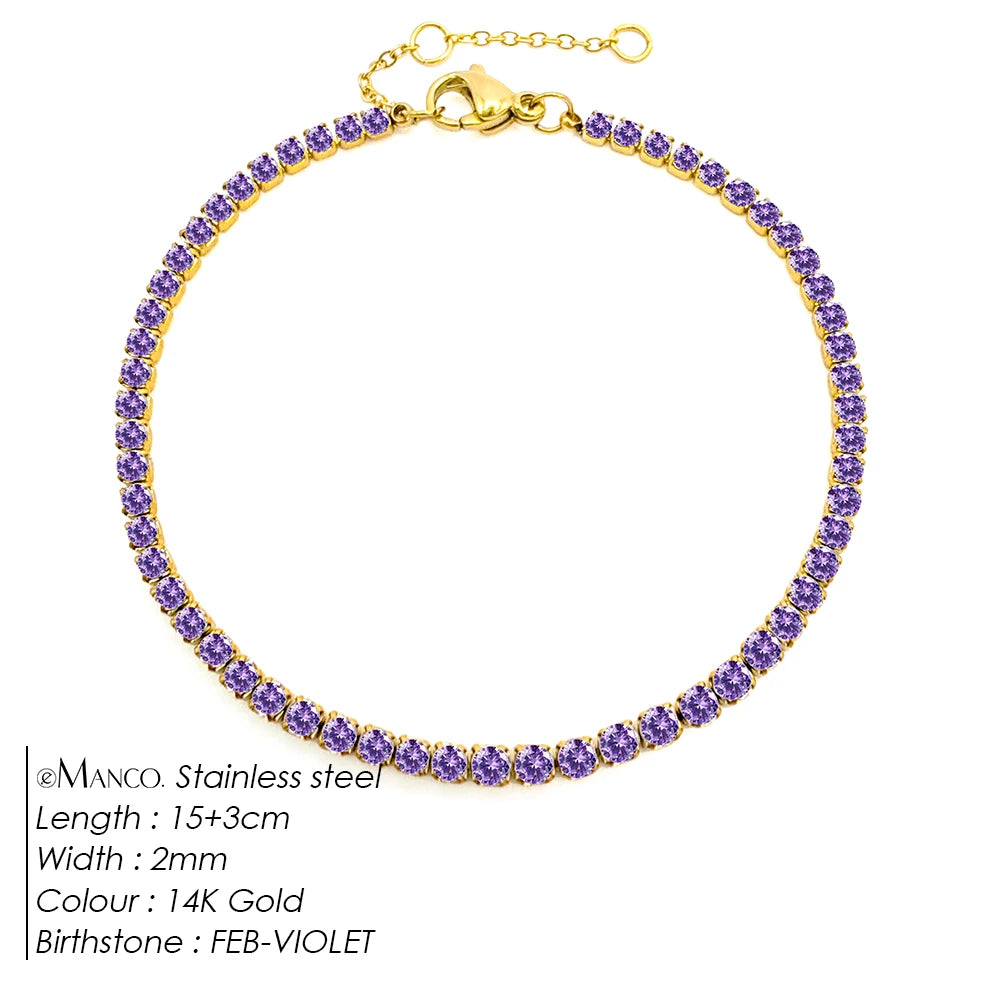 Bracelet Doré en Acier Inoxydable avec Zircone Coloré | Argentéa