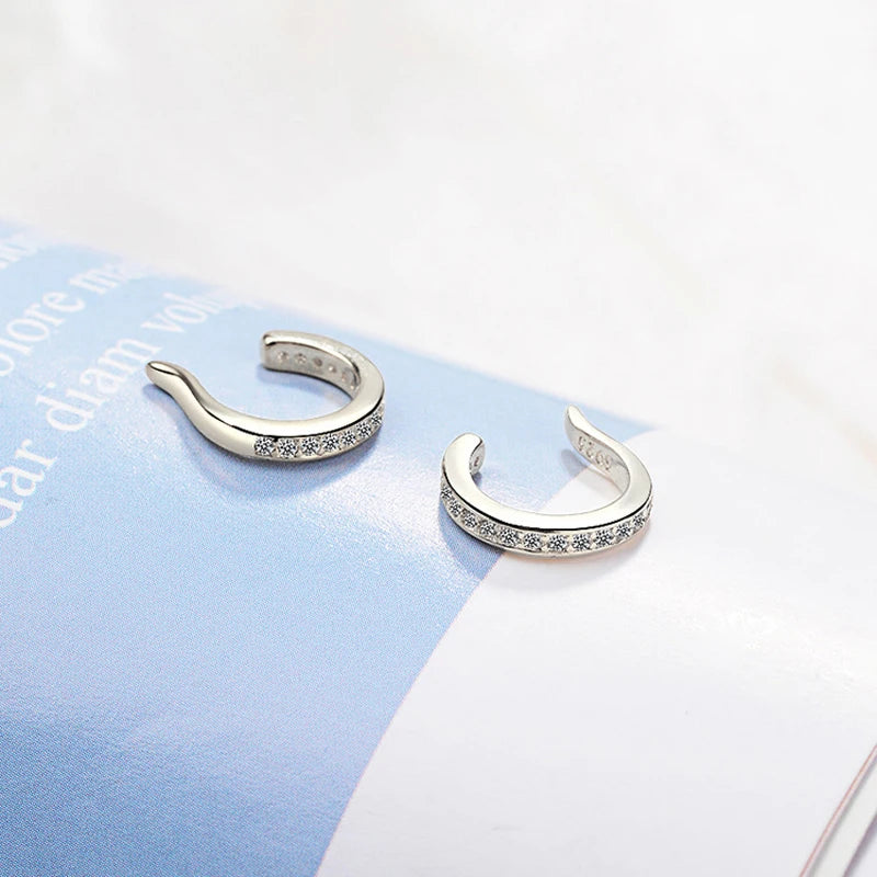 Ear cuff femme argent 925 forme C zircon sans perçage