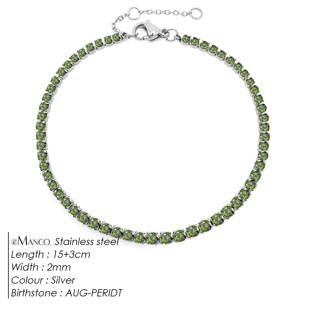 Bracelet Doré en Acier Inoxydable avec Zircone Coloré | Argentéa