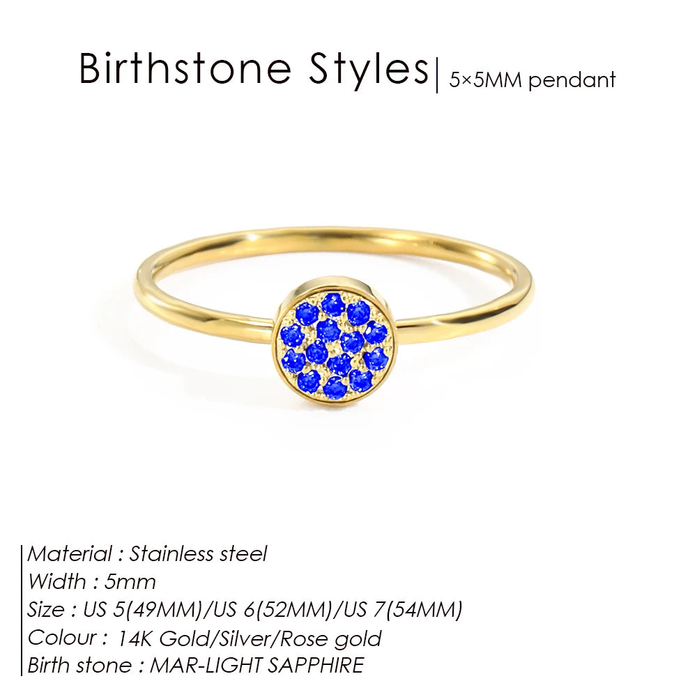Bague Pierre de Naissance en Zircone Dorée en Acier Inoxydable | Bijou Personnalisé Femme | Argentéa