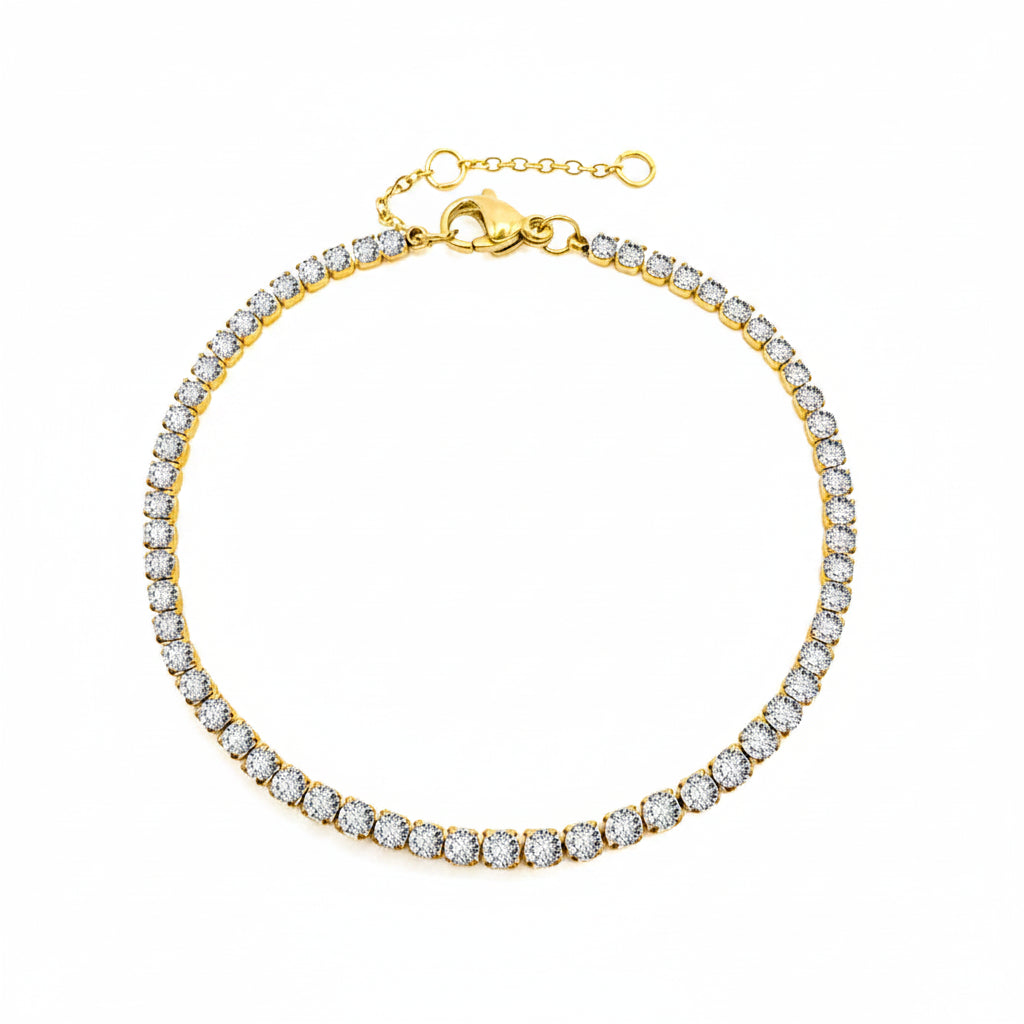 Bracelet Doré en Acier Inoxydable avec Zircone Coloré | Argentéa