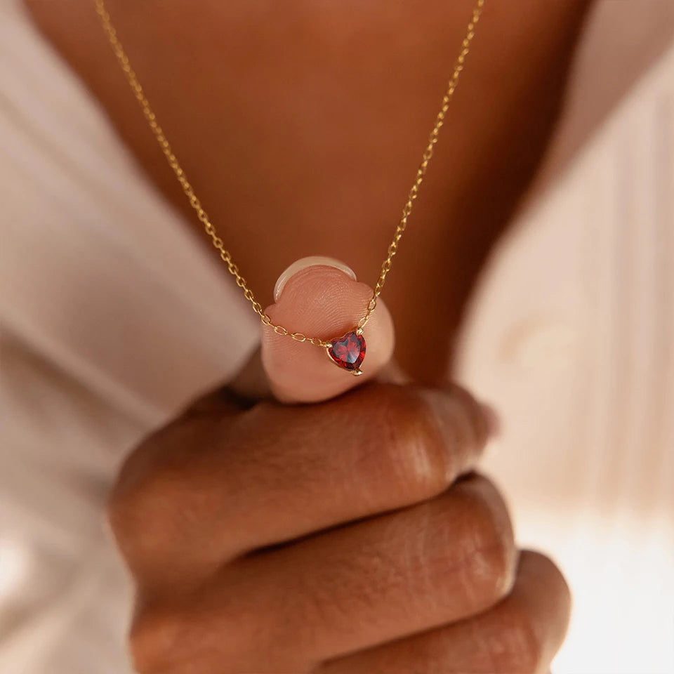 Collier Cœur en Zircone Doré en Acier Inoxydable | Bijou Femme Argentéa
