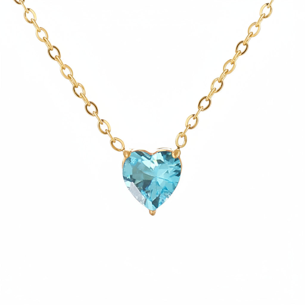 Collier Cœur en Zircone Doré en Acier Inoxydable | Bijou Femme Argentéa