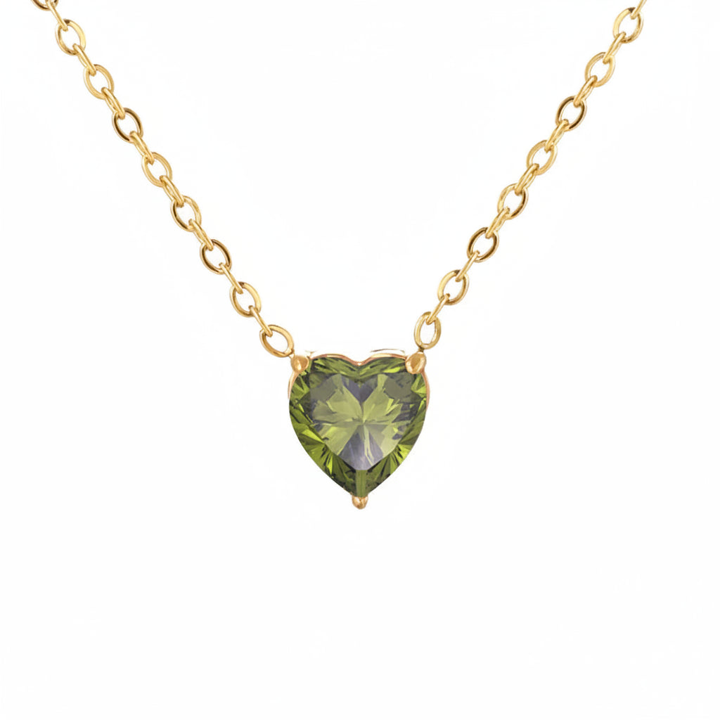 Collier Cœur en Zircone Doré en Acier Inoxydable | Bijou Femme Argentéa