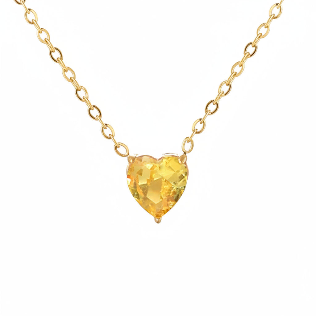Collier Cœur en Zircone Doré en Acier Inoxydable | Bijou Femme Argentéa