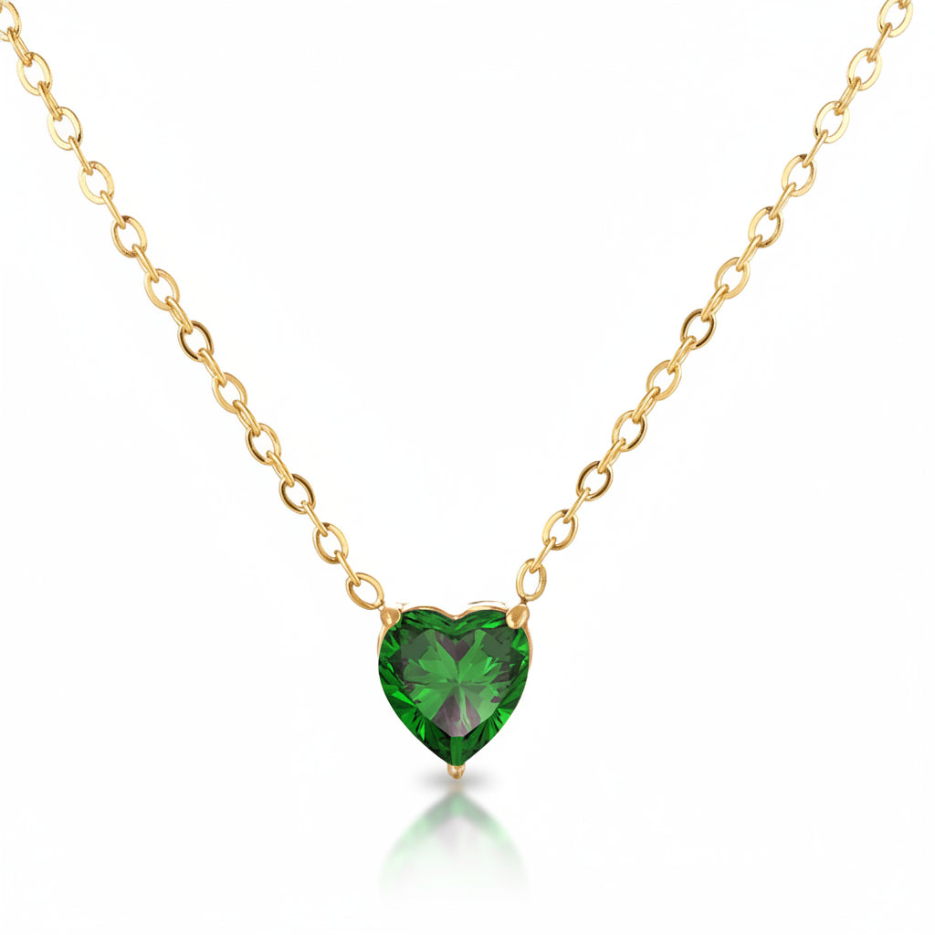 Collier Cœur en Zircone Doré en Acier Inoxydable | Bijou Femme Argentéa