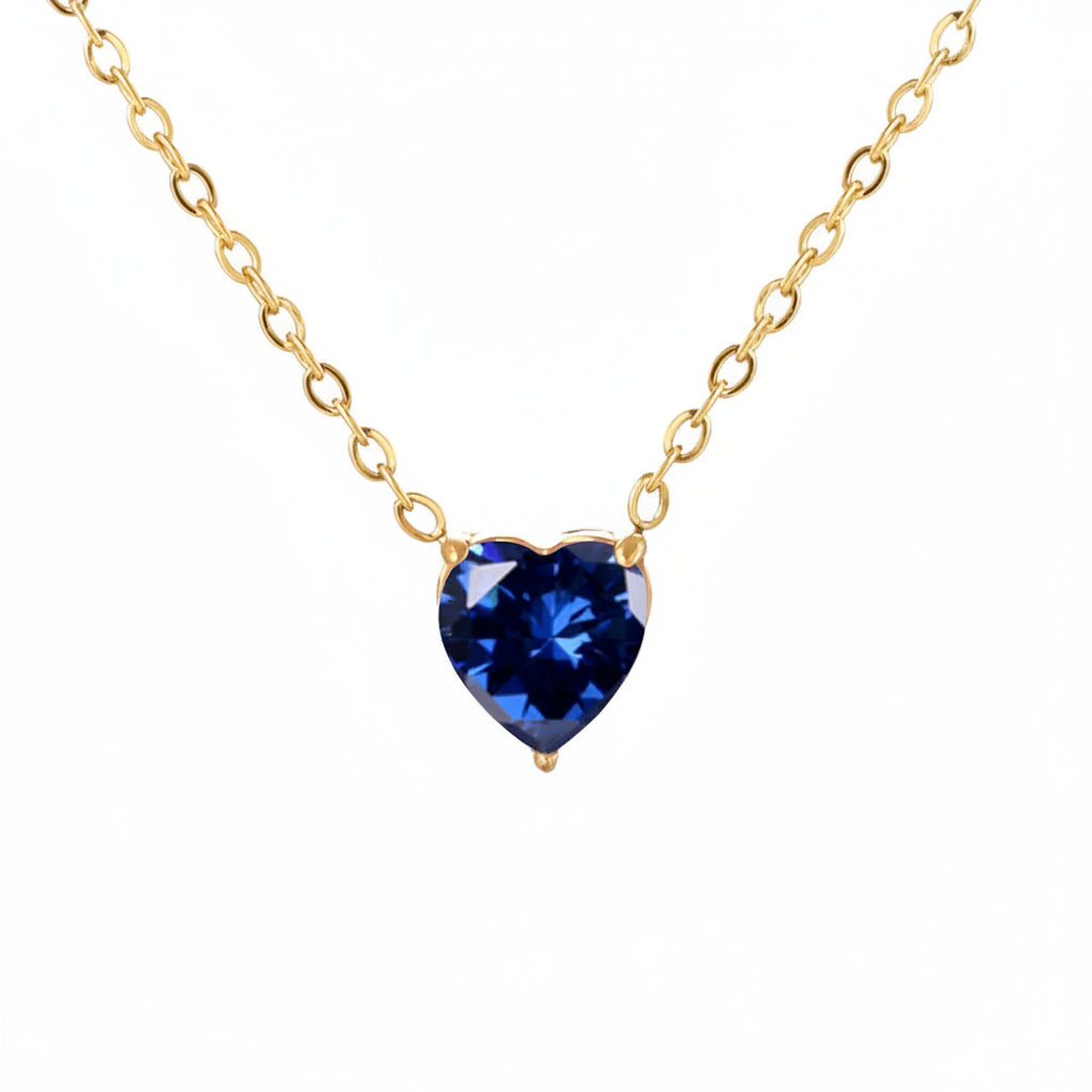 Collier Cœur en Zircone Doré en Acier Inoxydable | Bijou Femme Argentéa