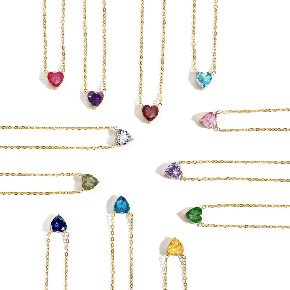 Collier Cœur en Zircone Doré en Acier Inoxydable | Bijou Femme Argentéa