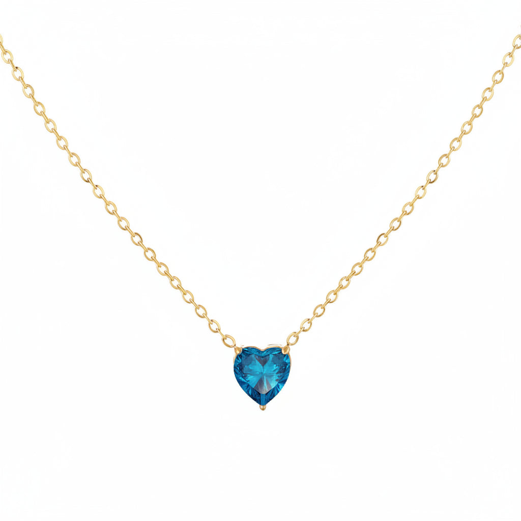Collier Cœur en Zircone Doré en Acier Inoxydable | Bijou Femme Argentéa