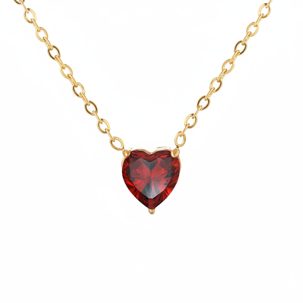 Collier Cœur en Zircone Doré en Acier Inoxydable | Bijou Femme Argentéa