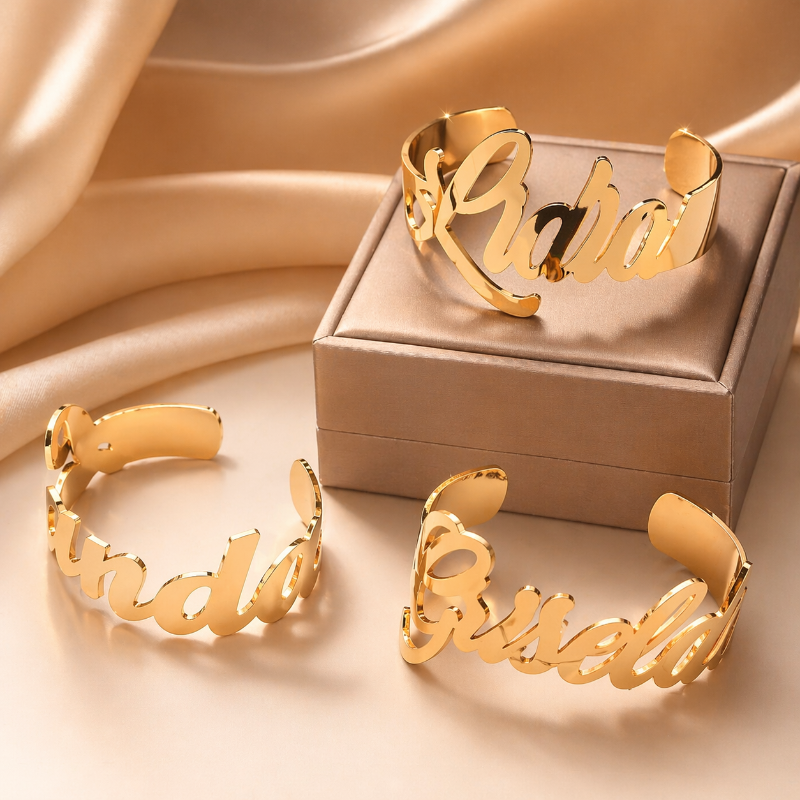 Bracelet personnalisé avec nom pour femme - Bijou en or, argent, rose gold