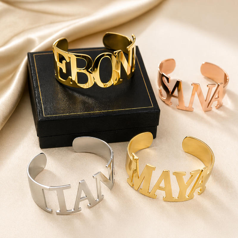Bracelet personnalisé avec nom pour femme - Bijou en or, argent, rose gold