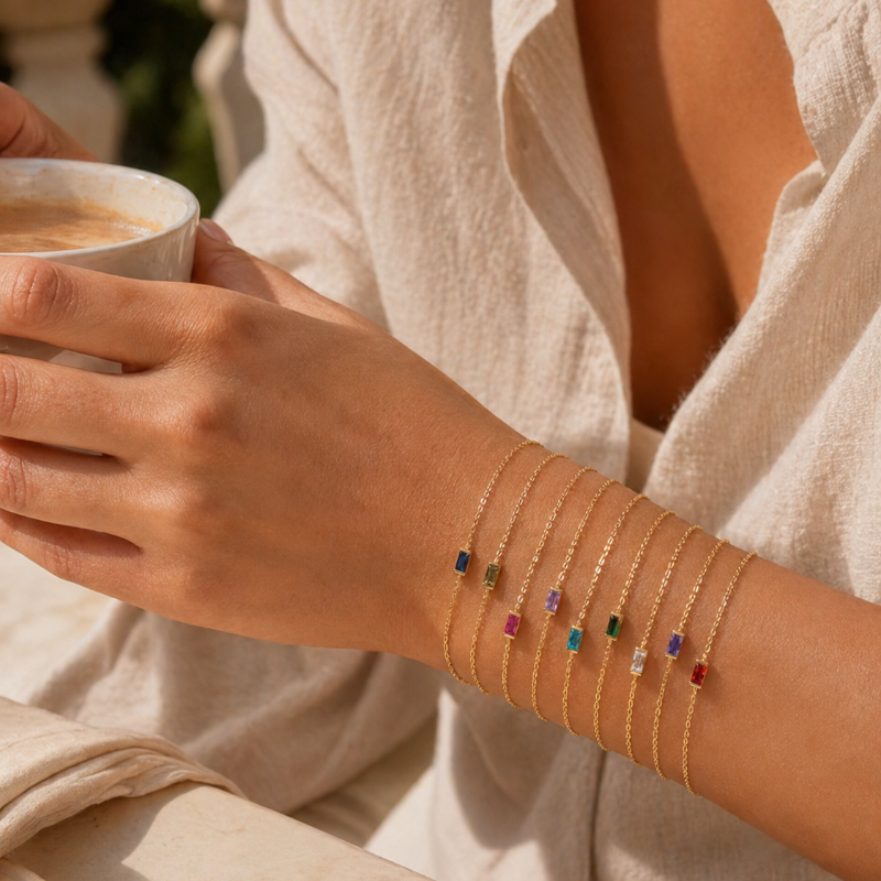Bracelet Pierre de Naissance Doré en Acier Inoxydable | Argentéa