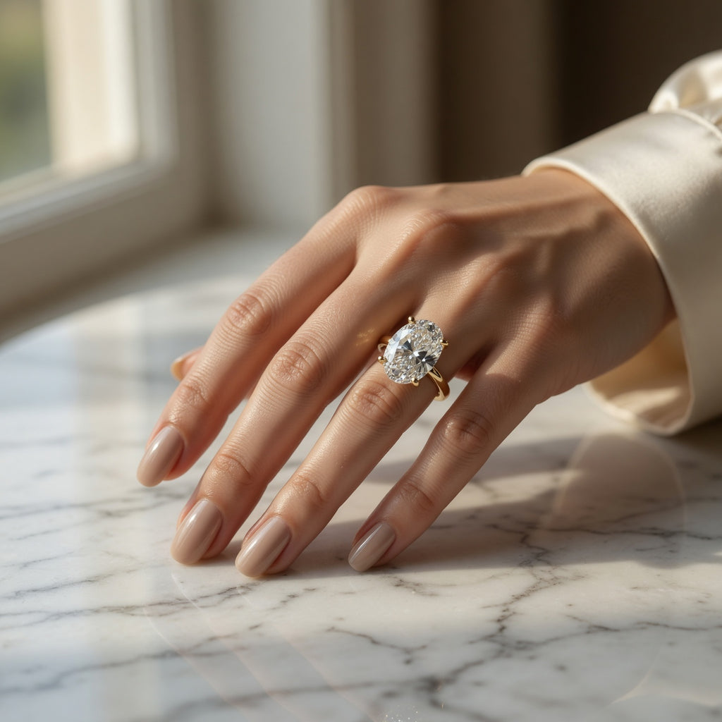 Bague Promesse ARGENTEA – Zircon blanc ovale et finition dorée