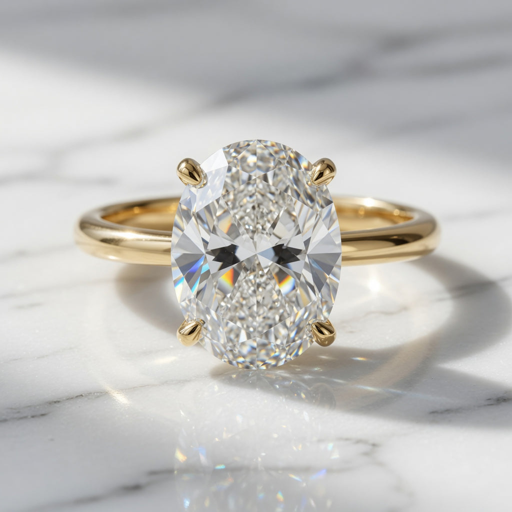 Bague Promesse ARGENTEA – Zircon blanc ovale et finition dorée