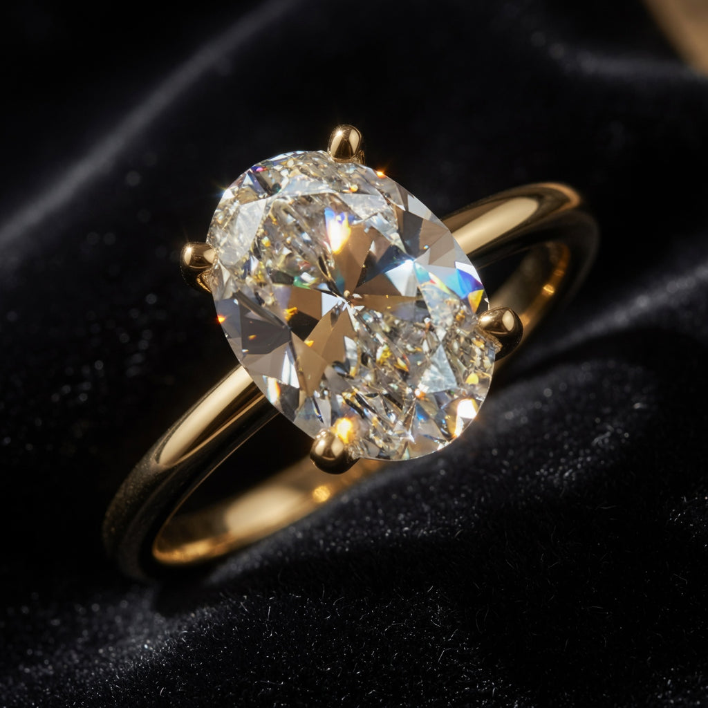 Bague Promesse ARGENTEA – Zircon blanc ovale et finition dorée