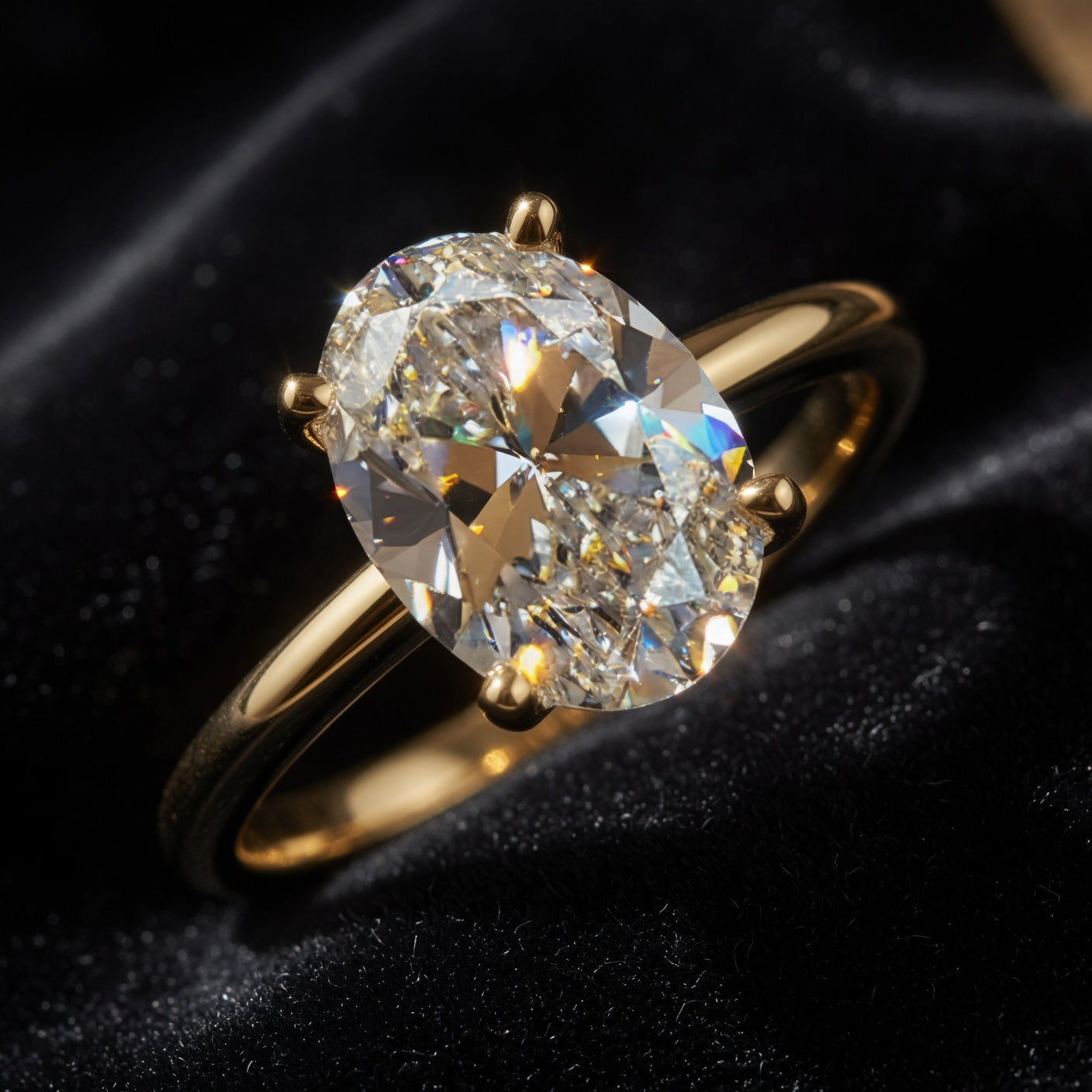 Bague Promesse ARGENTEA – Zircon blanc ovale et finition dorée