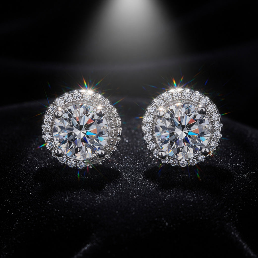 Boucles Éclat Royal ARGENTEA – Zircon Rond Lumineux