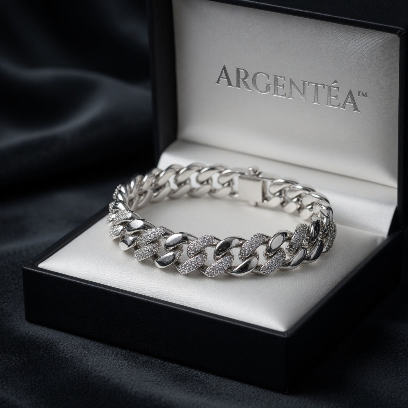 Bracelet Maillon Éclat ARGENTEA – Gourmette Argentée avec Zircons