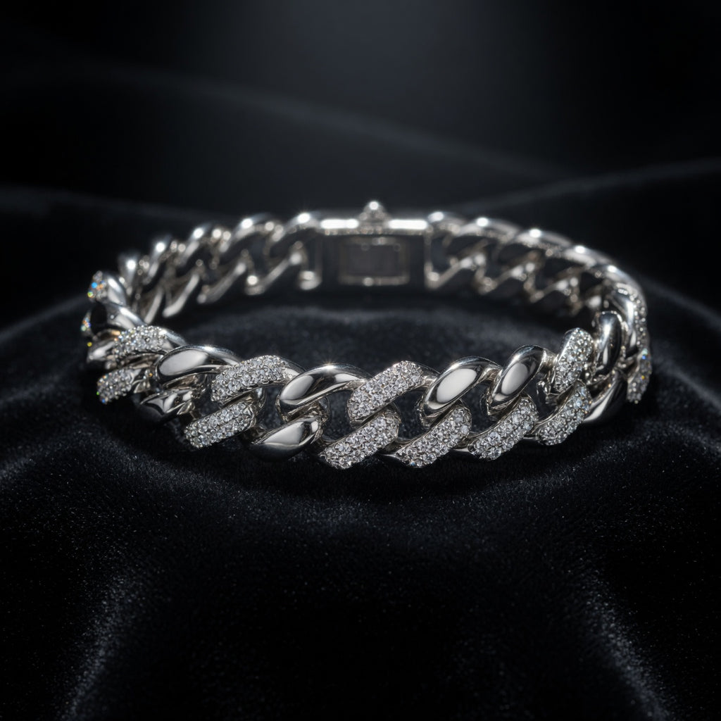 Bracelet Maillon Éclat ARGENTEA – Gourmette Argentée avec Zircons