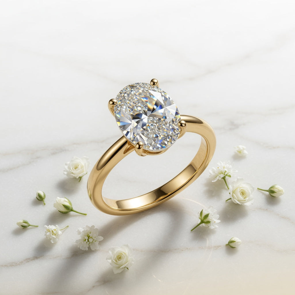 Bague Promesse ARGENTEA – Zircon blanc ovale et finition dorée