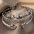 Bracelets ouverts ajustables Set de 3 pcs Cubic Zirconia